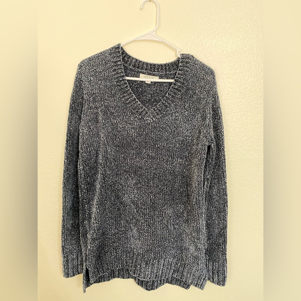 Orvis Navy with white specs sweater